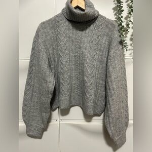 Divided H&M Gray Cable Knit Turtleneck Sweater